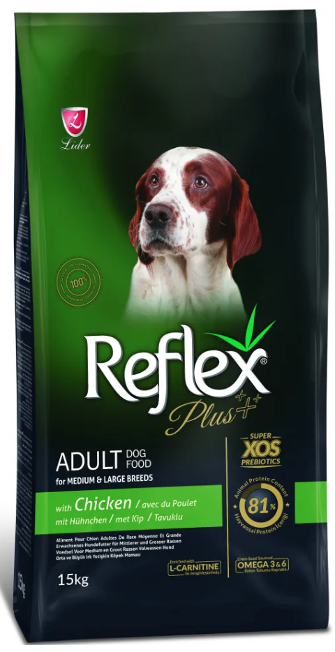 Reflex Plus Medium Large Breed Adult Dog Food – Chicken 15kg