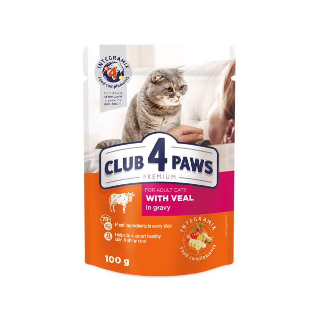 Club 4 Paws Cat Veal In Gravy 100g