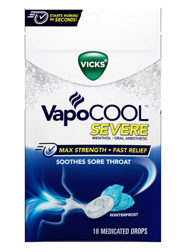 Vicks VapoCOOL Severe Medicated Sore Throat Drops 18's